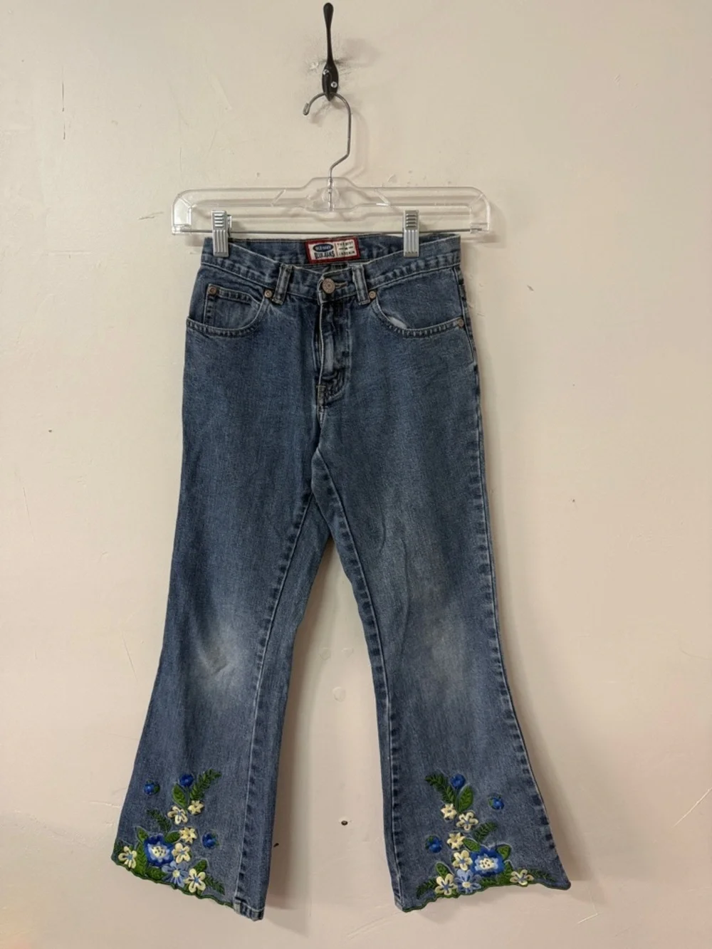 Old Navy Blue Embroidered Flared Jeans 2001